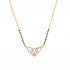 A gold and white gold necklace featuring a beaded chain with a central pendant of interlocking loops, one paved with small clear stones and another with a small diamond pendant, on a white background.