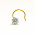 A single gold hoop nosepin with a large round-cut clear gemstone in a silver-toned prong setting, photographed on a clean white background.
