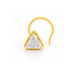 A gold triangular stud nose ring featuring a cluster of clear gemstones at the center, shown on a plain white background.