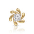 A yellow gold ring featuring a central round brilliant-cut diamond surrounded by four curved, petal-like gold settings, presented on a clean white background with a soft reflection below.