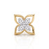 A yellow gold four-petal flower-shaped nose ring with four clear round-cut gemstones in the center, set against a clean white background with a soft reflection below.