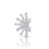 A silver-toned cluster stud nosepin featuring a central round-cut diamond surrounded by baguette-cut diamonds in a starburst or sunburst pattern, shown on a reflective white surface.