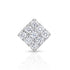 A square diamond-shaped cluster nosepin set with multiple round brilliant-cut clear stones in a silver-toned metal, shown on a white background with a soft reflection below.