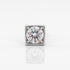 A square-cut diamond solitaire ring in a silver-toned metal setting, centered on a clean white background with a soft reflection below.