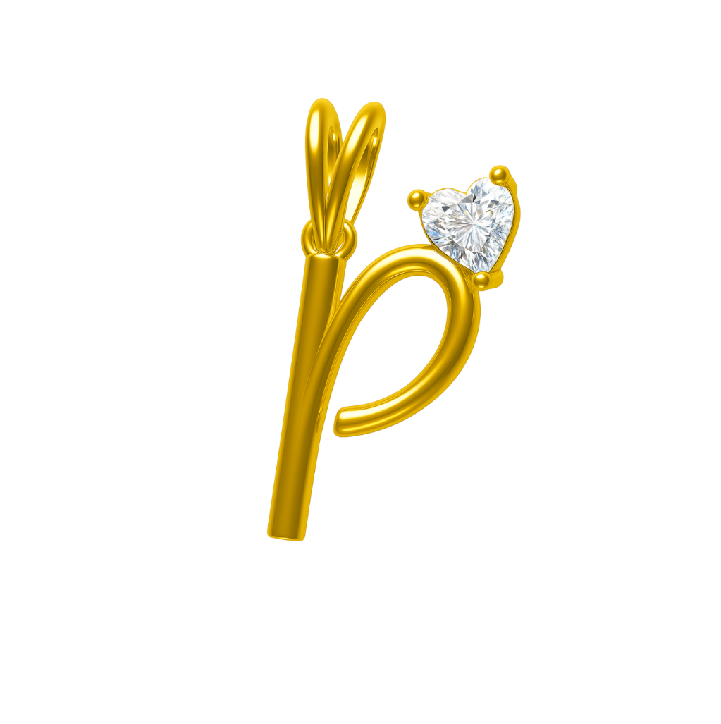 Pure Heart &quot;P&quot; Lab Grown Diamond Pendant