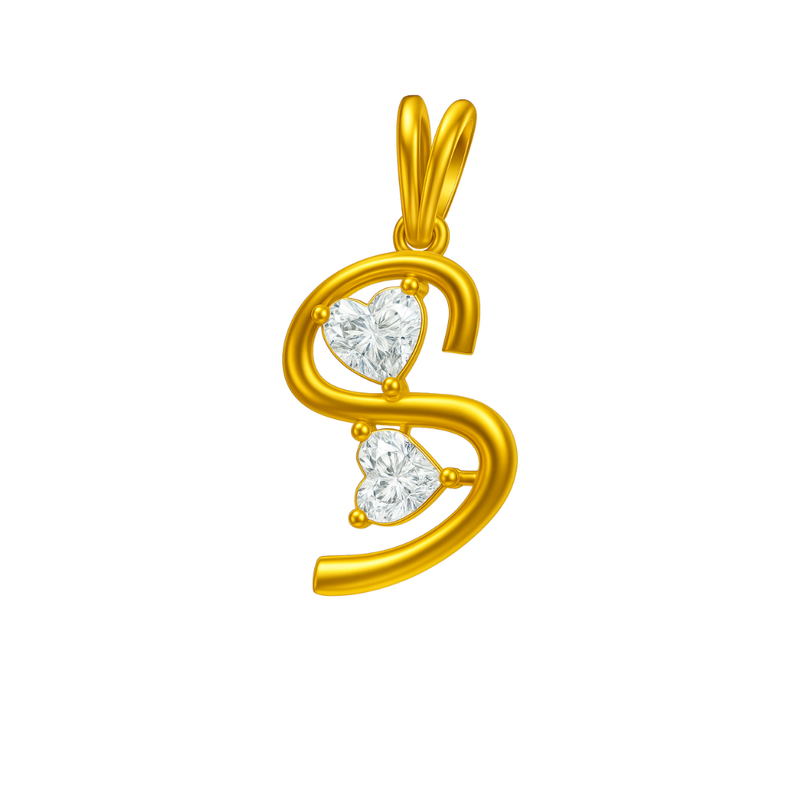 Sparkle Hearts "S" Lab Grown Diamond Pendant