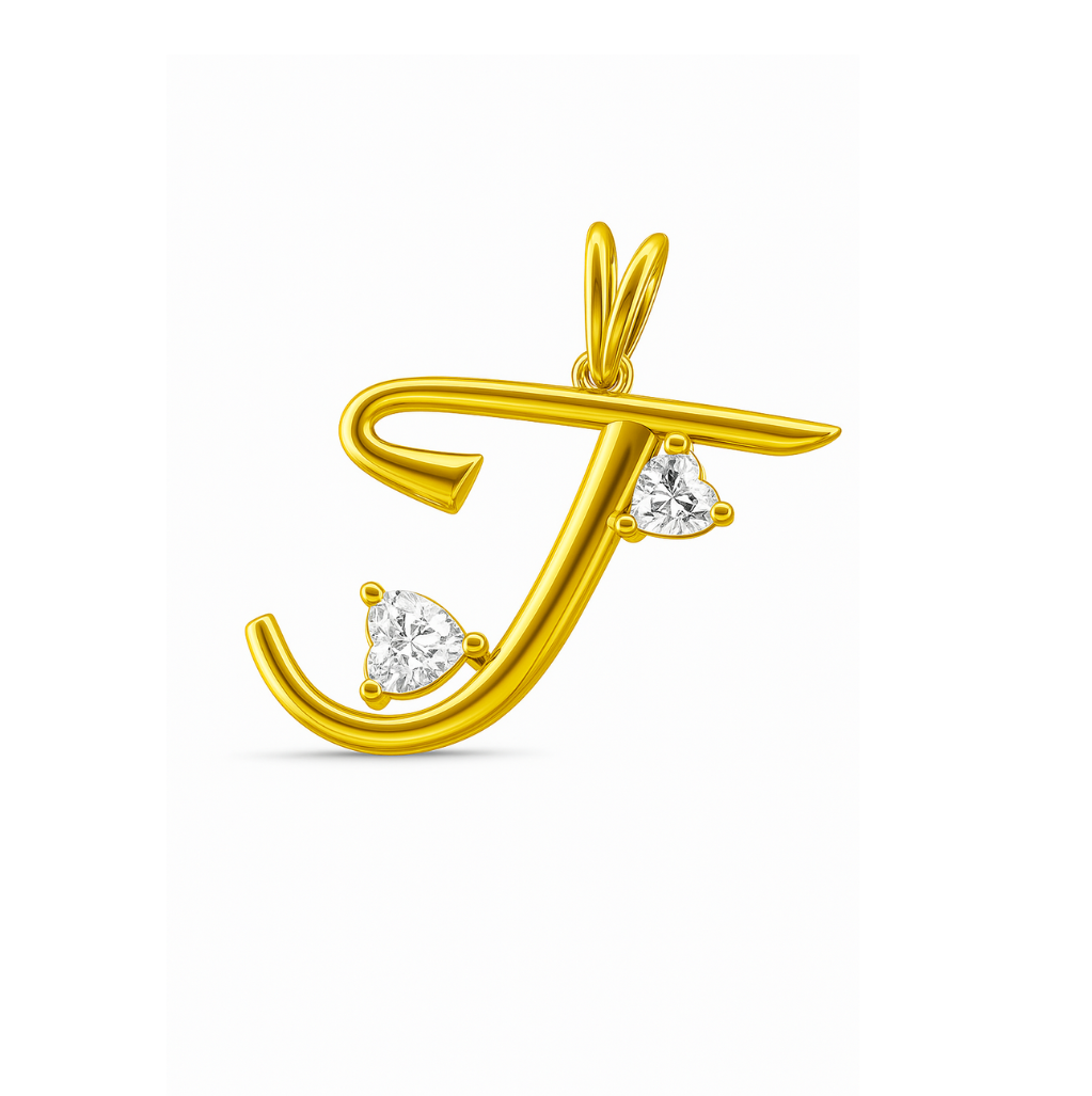 Twin Hearts &quot;T&quot; Lab Grown Diamond Pendant