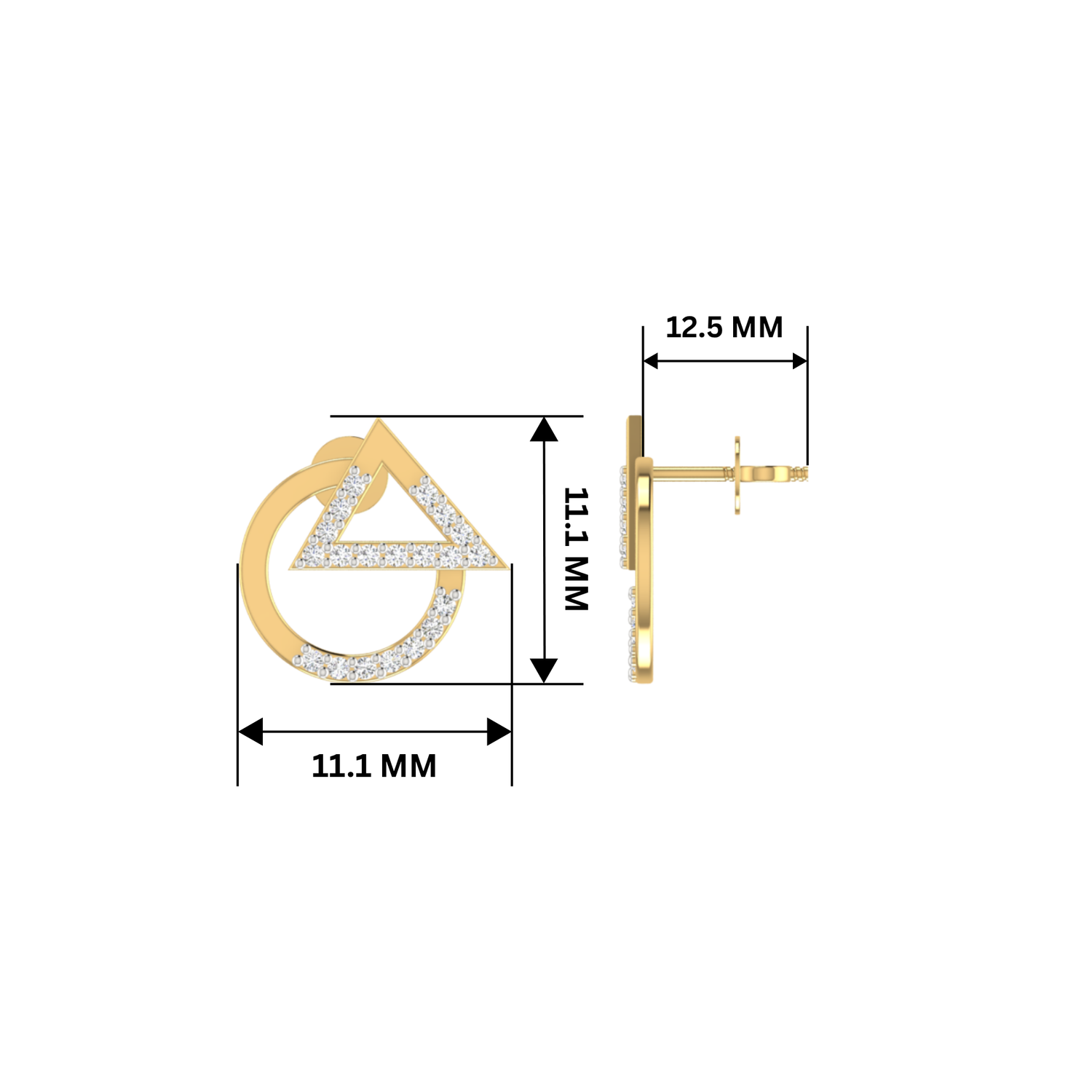 Trigon-Orbit Gold Plated Lab Grown Diamond Earrings
