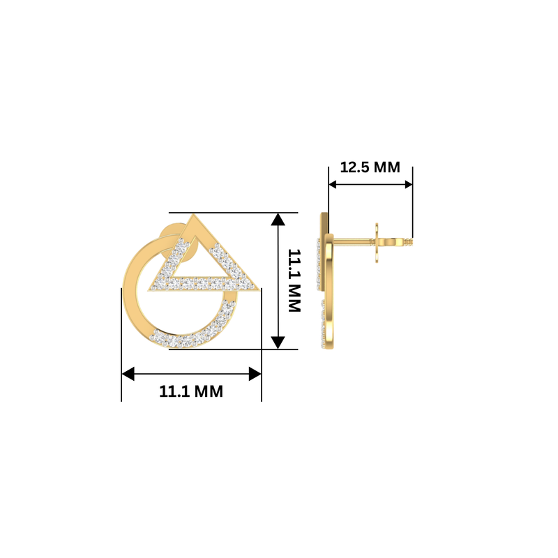 Trigon-Orbit Gold Plated Lab Grown Diamond Earrings