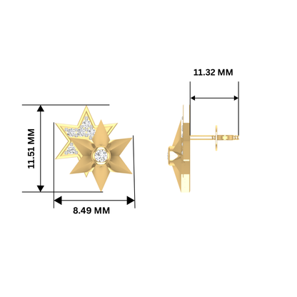 Dual Orbit Stars Gold Plated Lab Grown Diamond Earrings