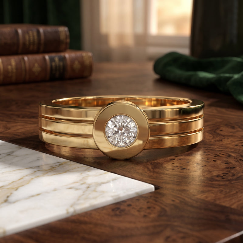 Regal Orbit Gold Lab Grown Diamond Ring