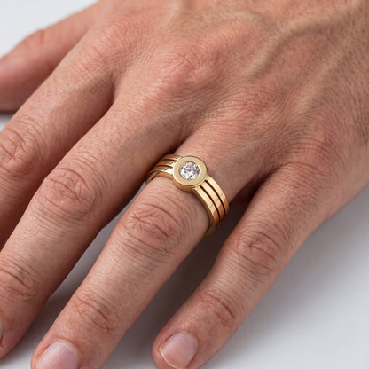 Regal Orbit Gold Lab Grown Diamond Ring