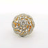 Decorative sphere with gold and silver design ring on a white background