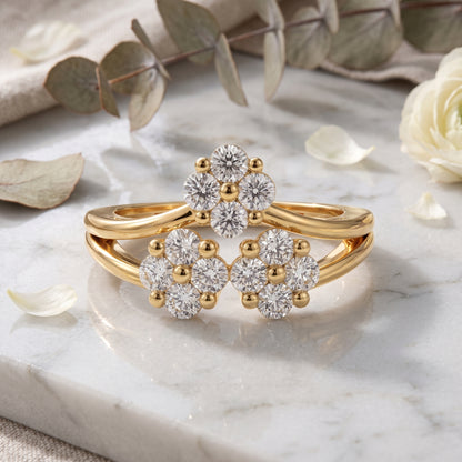 Three Flower Lab Grown Diamond Ring