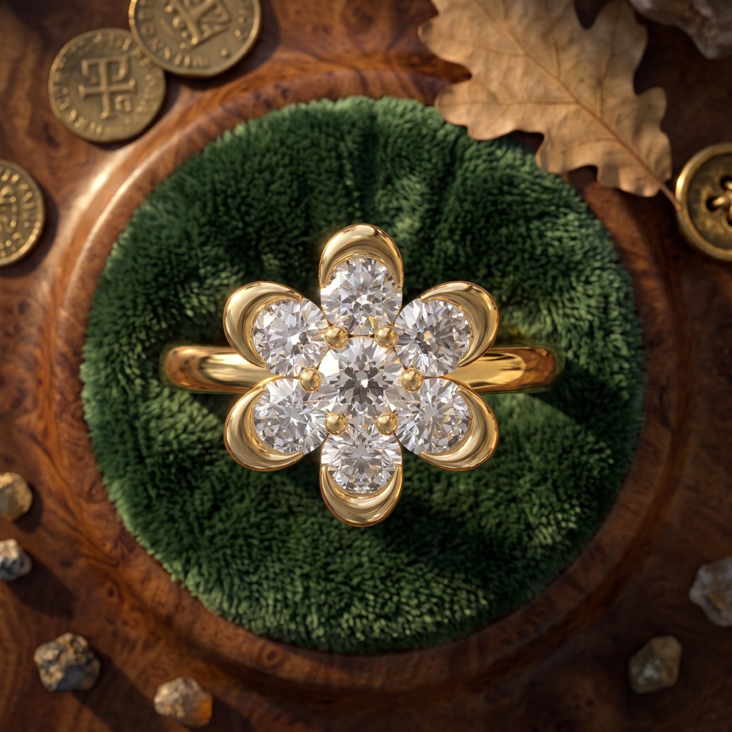 Radiant Floral Lab Grown Diamond Ring