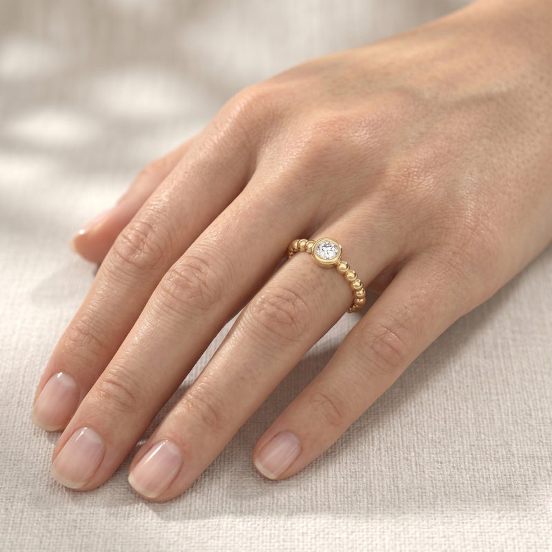 Beaded Lab Grown Diamond Ring