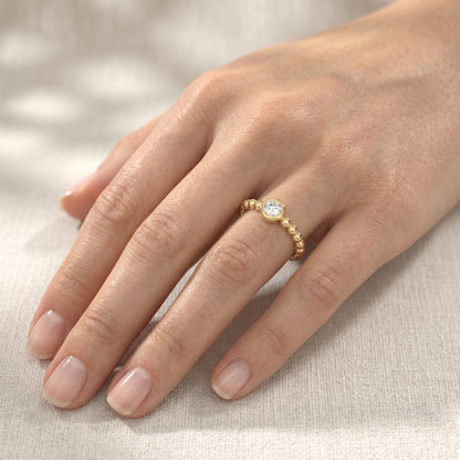 Beaded Lab Grown Diamond Ring
