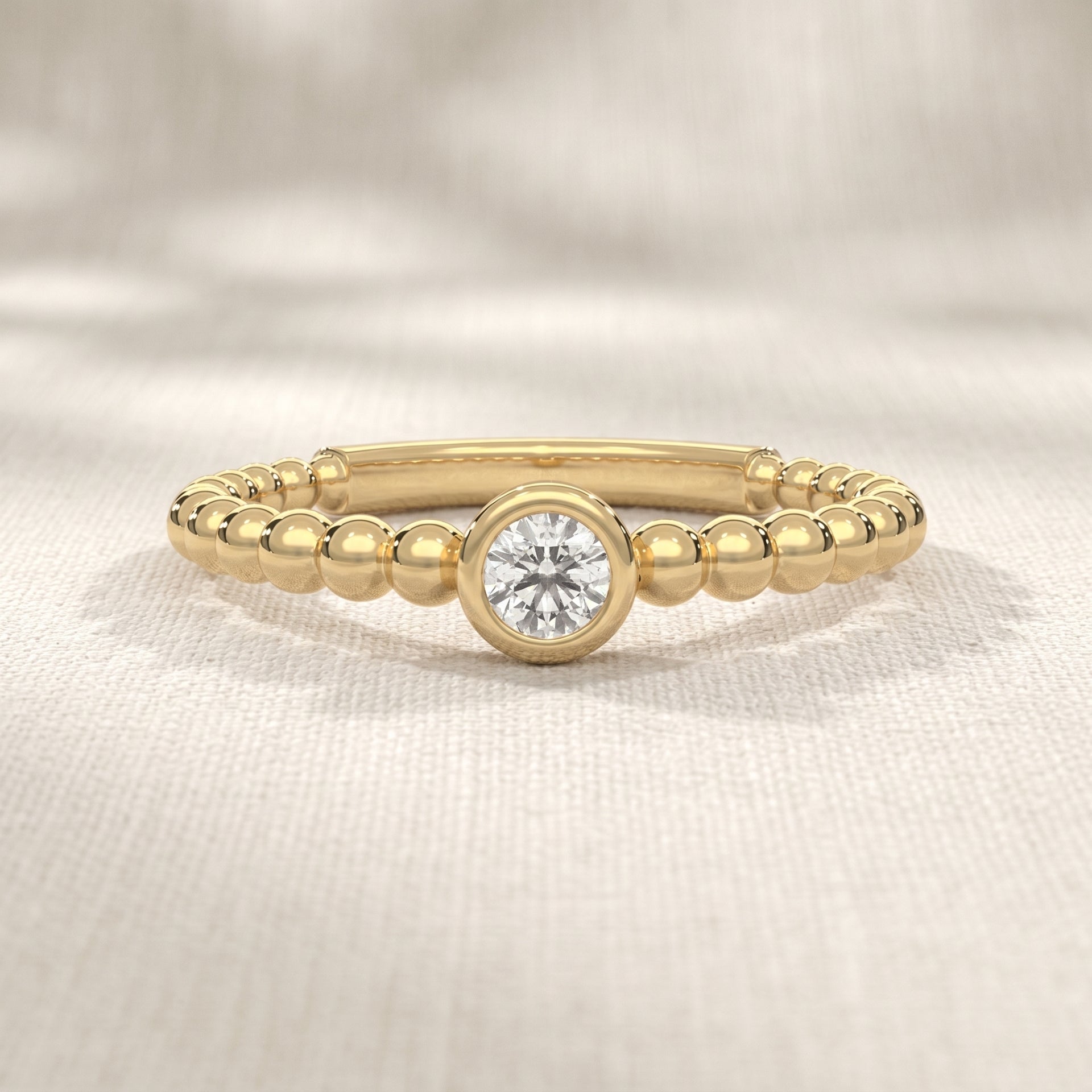 Beaded Lab Grown Diamond Ring