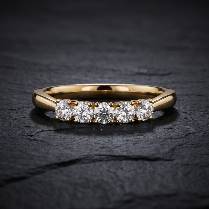 Golden Glow Five-Stone Lab Grown Diamond Ring