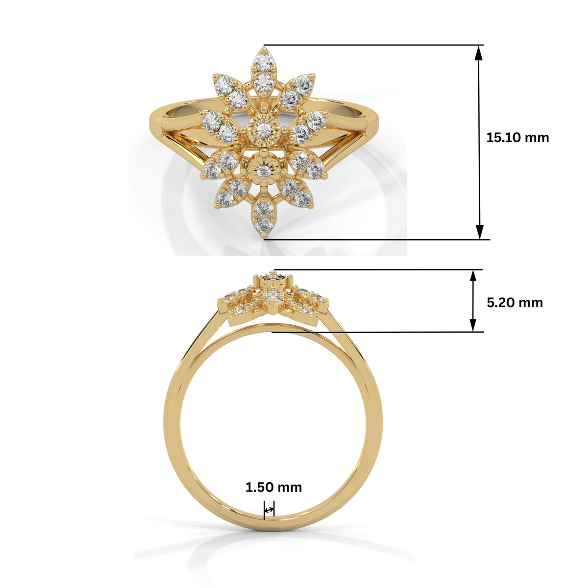 Radiant Bloom Lab Grown Diamond Ring