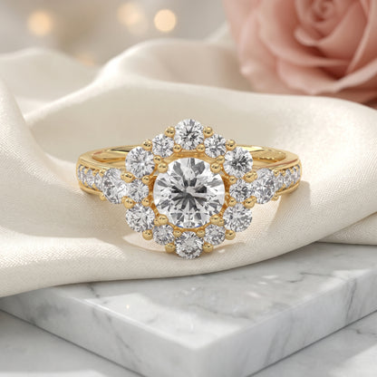 Gold Radiance Halo Lab Grown Diamond Ring