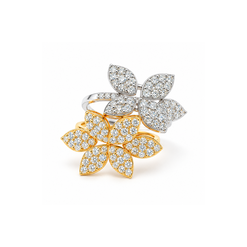 Dual Bloom Lab Grown Diamond Bypass Ring
