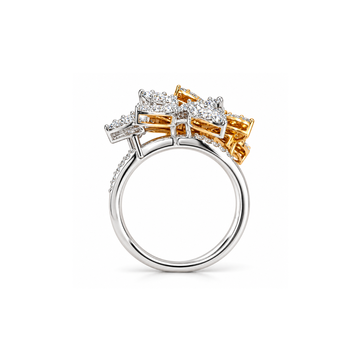 Dual Bloom Lab Grown Diamond Bypass Ring