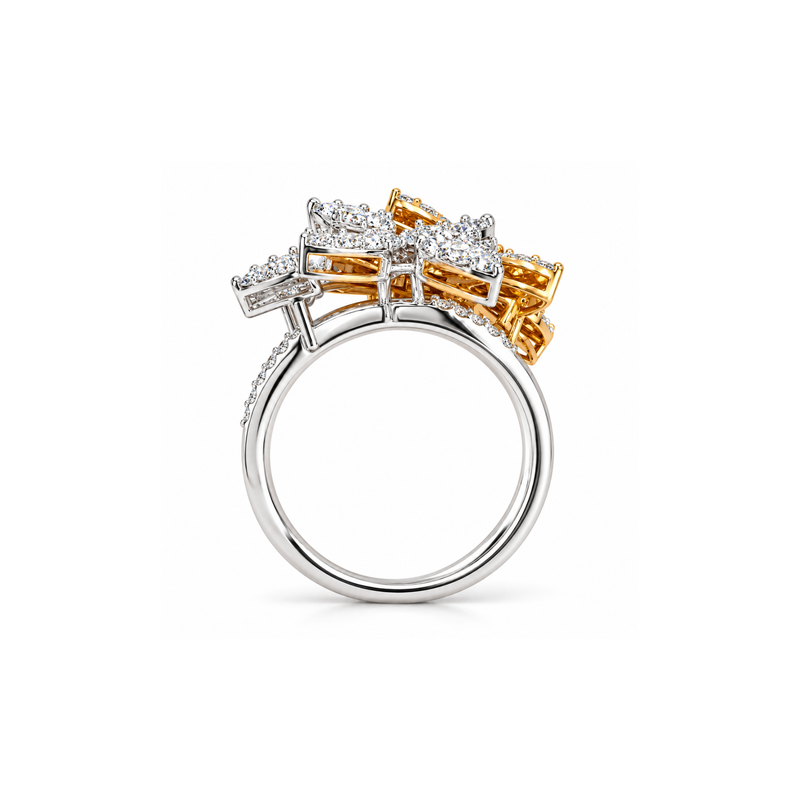 Dual Bloom Lab Grown Diamond Bypass Ring