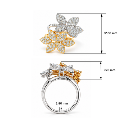 Dual Bloom Lab Grown Diamond Bypass Ring
