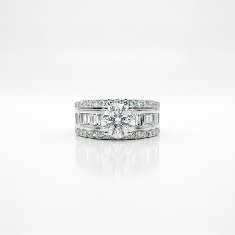 Diamond ring with a white background