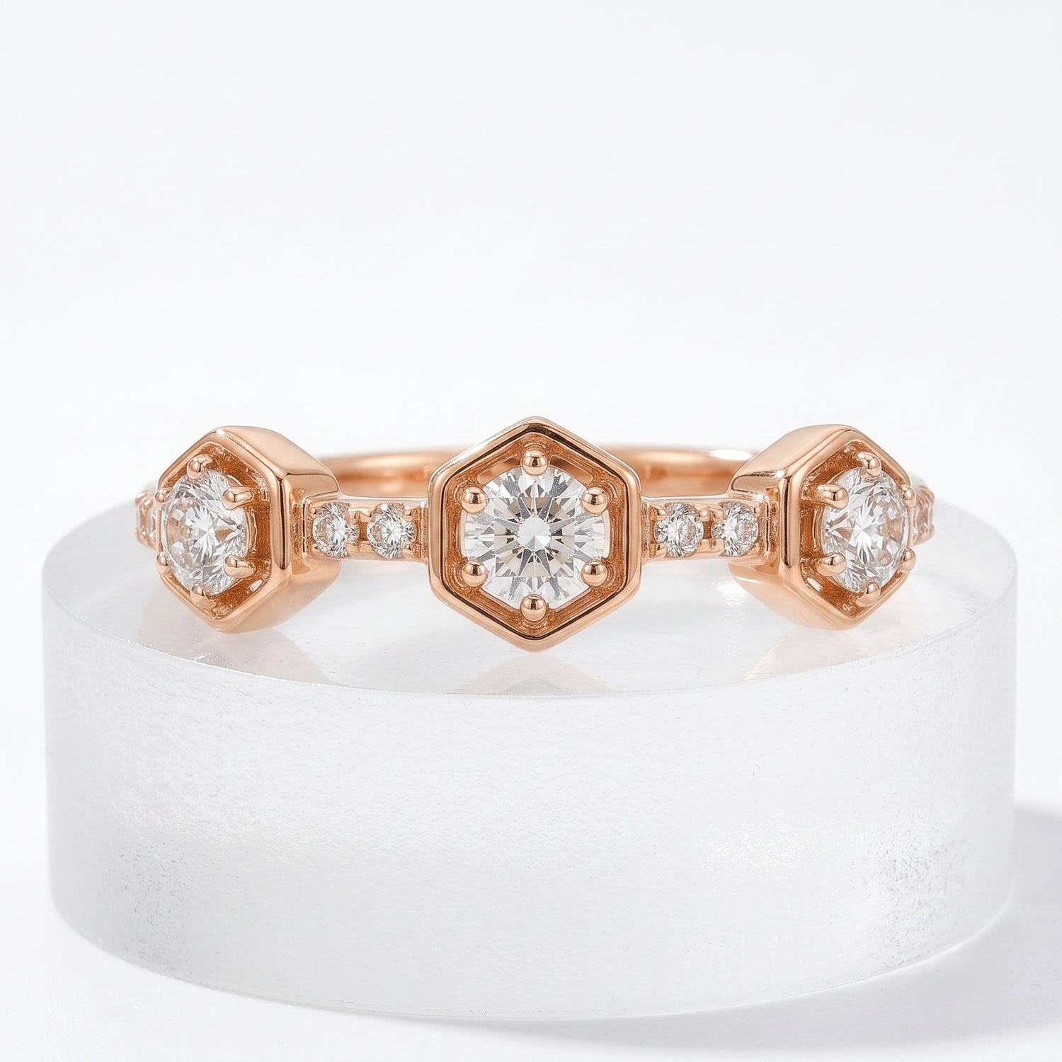 Hexagon Trio Lab Grown Diamond Ring