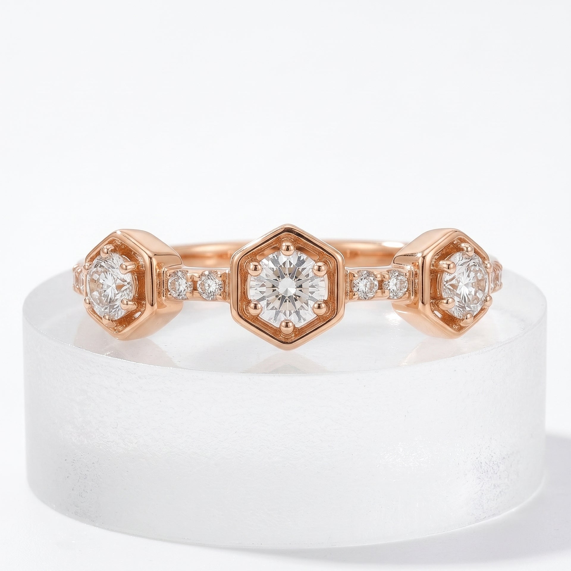 Hexagon Trio Lab Grown Diamond Ring