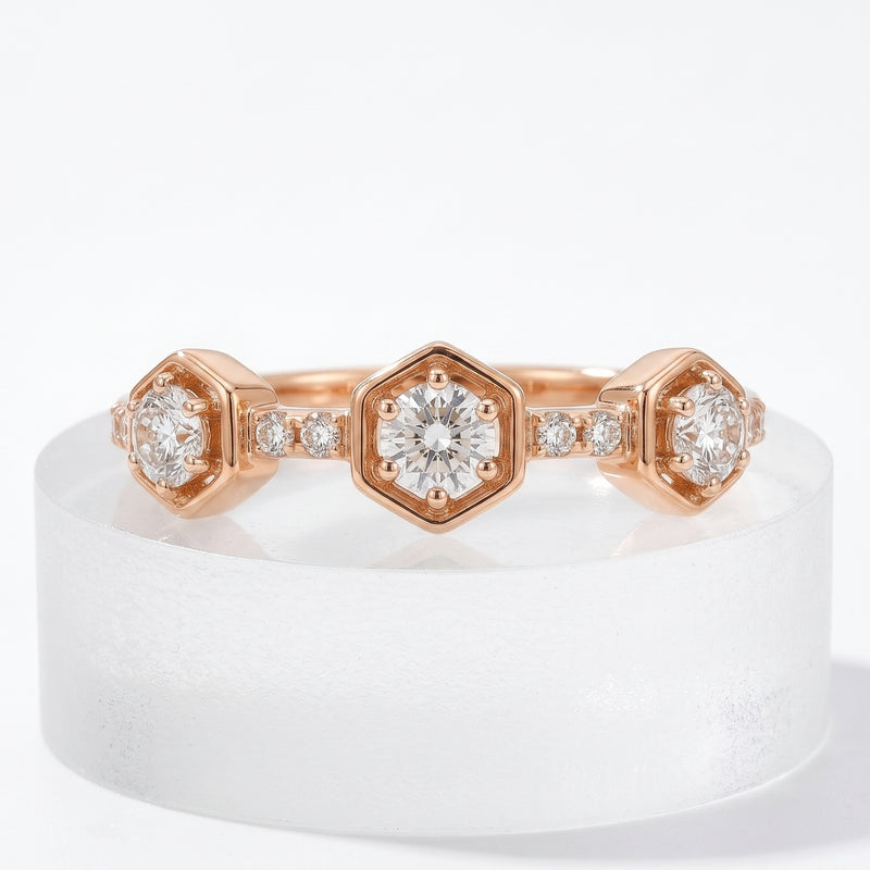 Hexagon Trio Lab Grown Diamond Ring