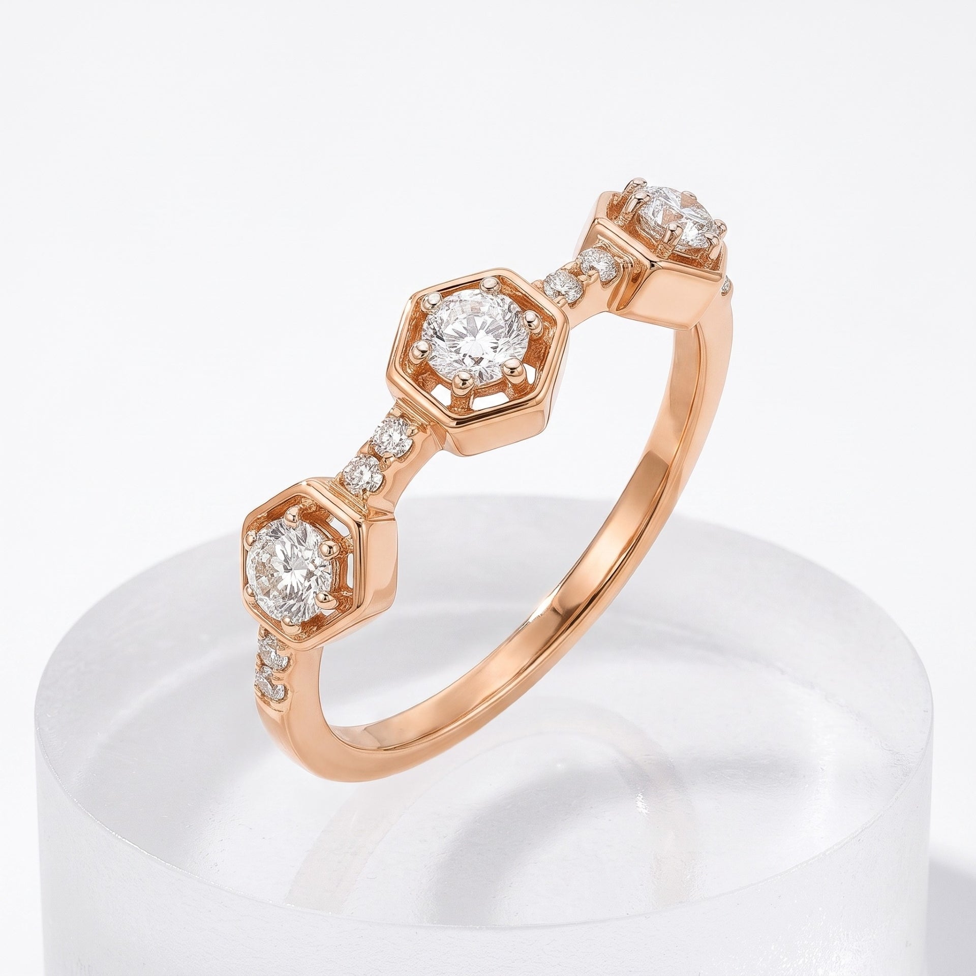 Hexagon Trio Lab Grown Diamond Ring