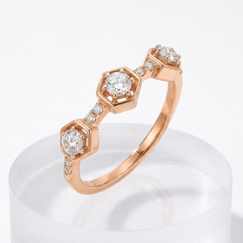 Hexagon Trio Lab Grown Diamond Ring