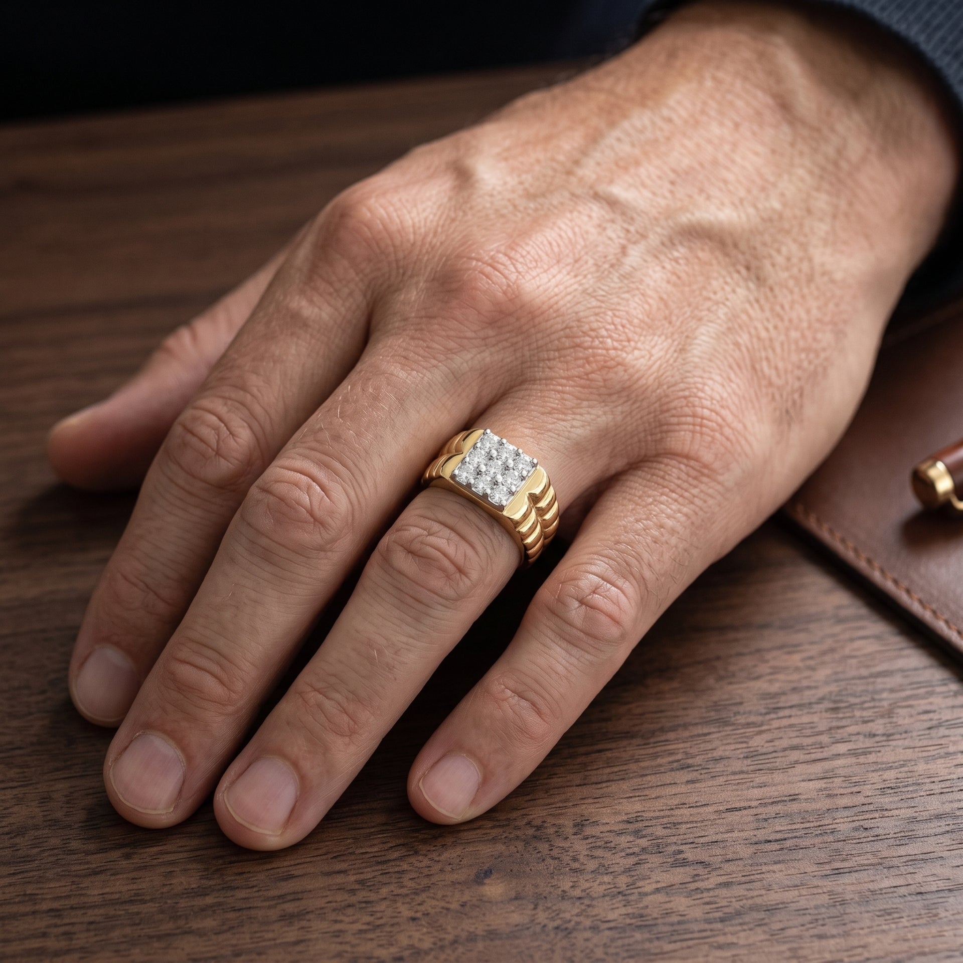 Ribbed Shank Lab Grown Diamond Ring