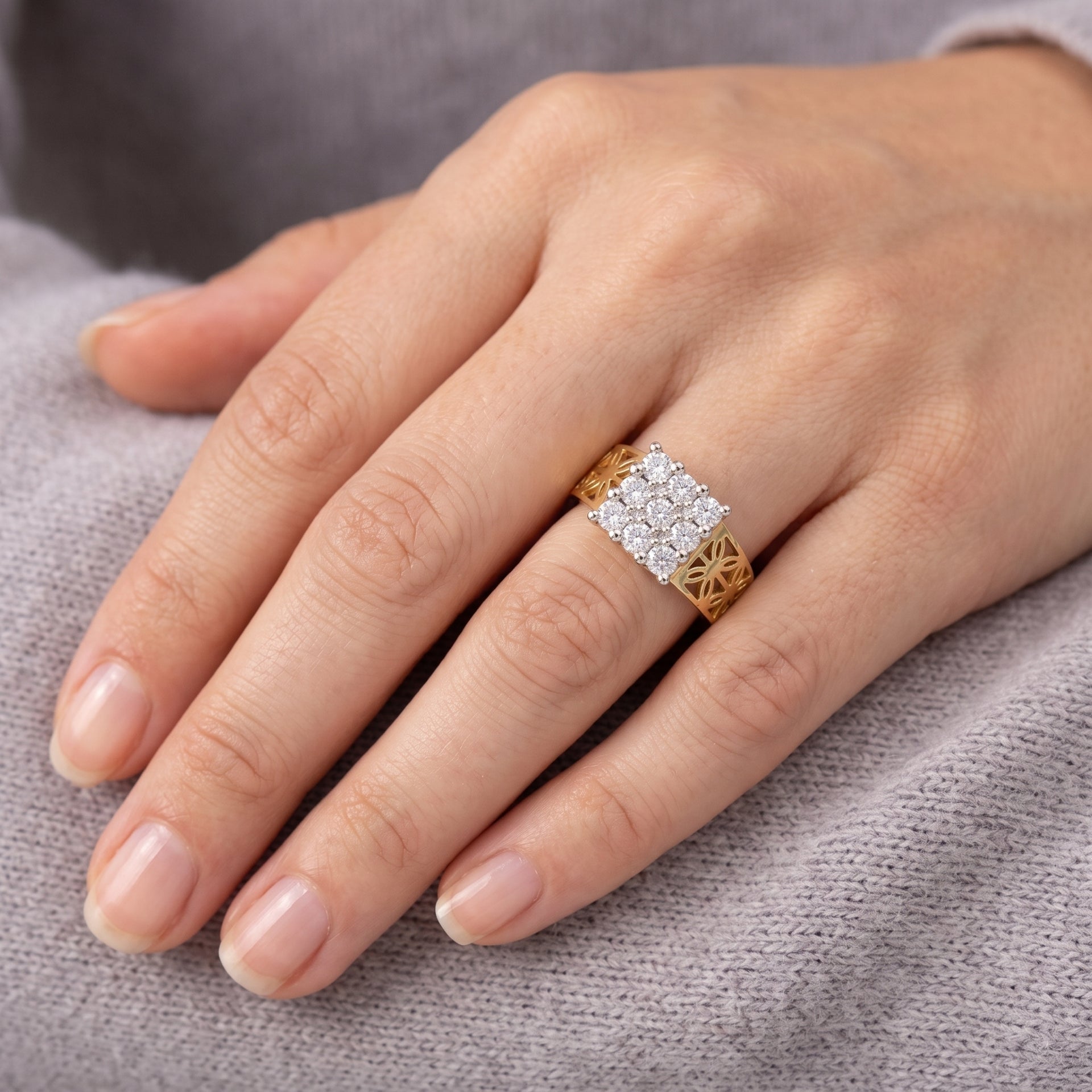 Imperial Square Cluster Lab Grown Diamond Ring