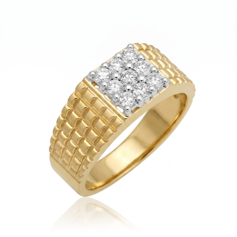 Golden Pave Baron Lab Grown Diamond Ring