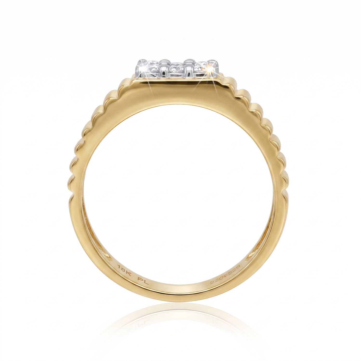 Golden Pave Baron Lab Grown Diamond Ring