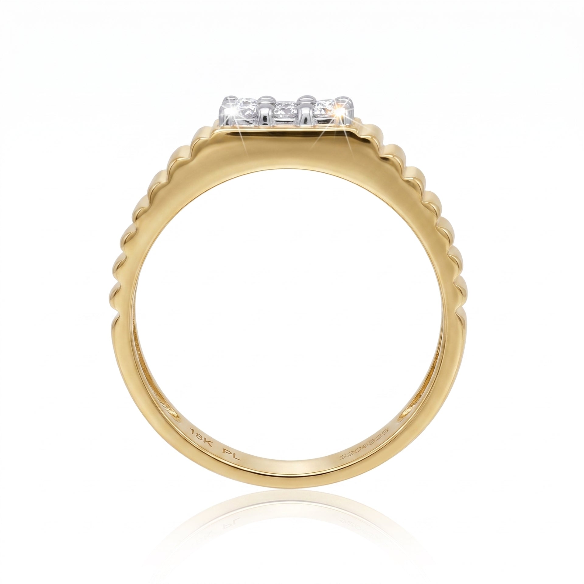 Golden Pave Baron Lab Grown Diamond Ring