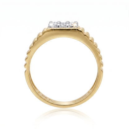 Golden Pave Baron Lab Grown Diamond Ring