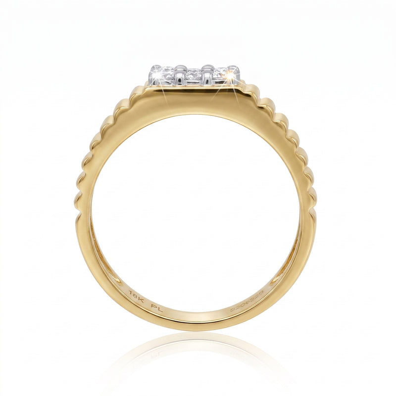 Golden Pave Baron Lab Grown Diamond Ring