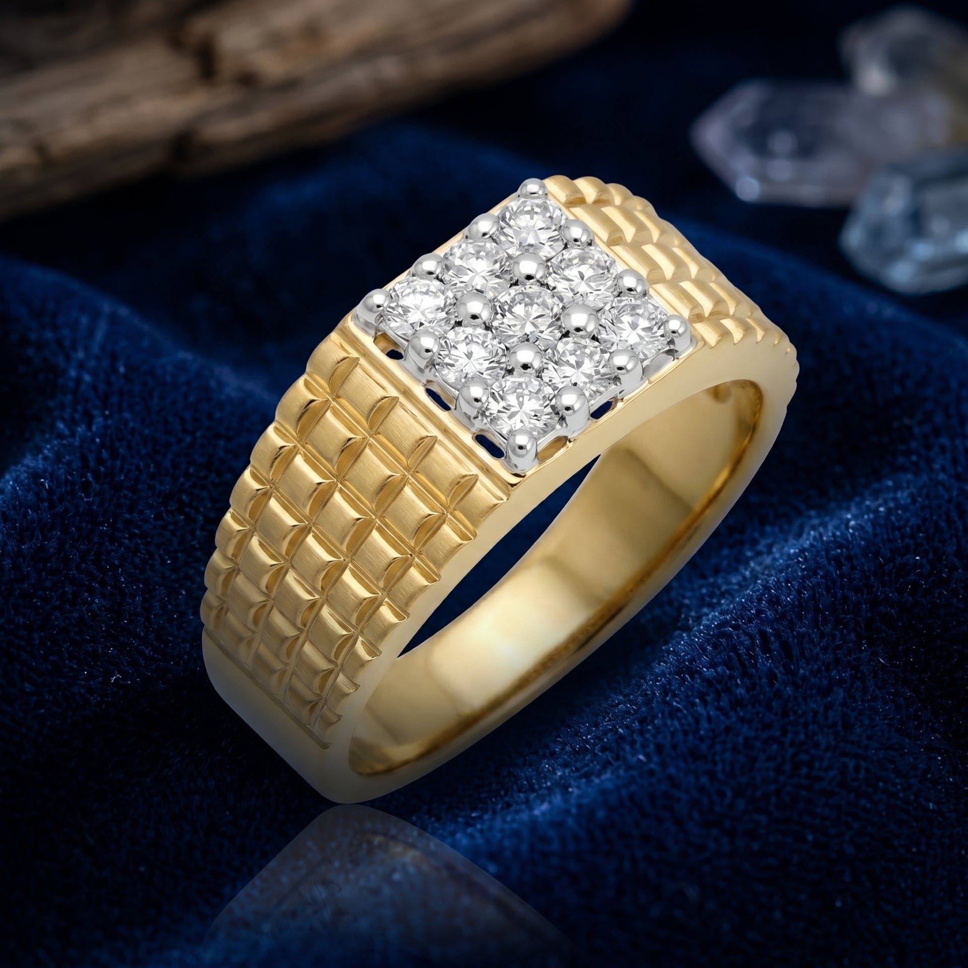 Golden Pave Baron Lab Grown Diamond Ring