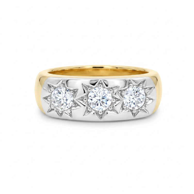 Triple Star Glow Lab Grown Diamond Ring
