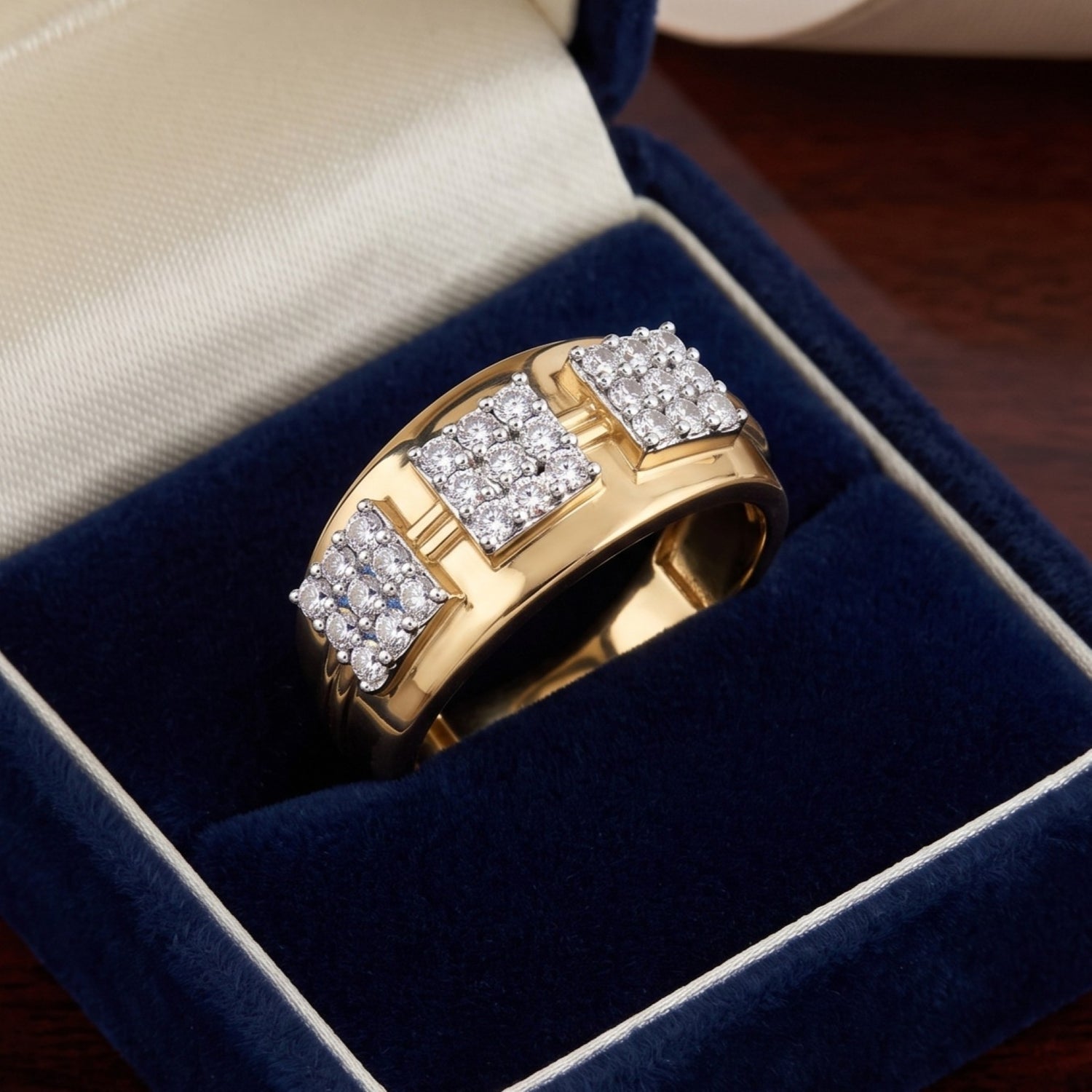 Tri-Square Lab Grown Diamond Cluster Ring