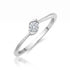 Silver ring with a diamond on a white background