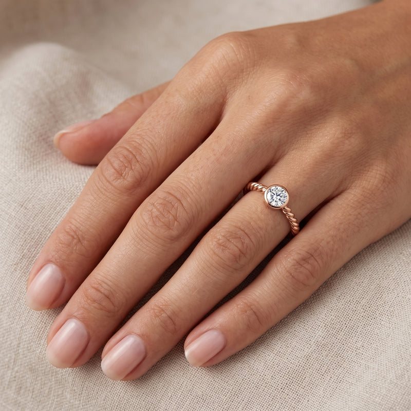 Woven Bezel Lab Grown Diamond Ring