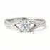 Classic solitaire ring featuring a round lab-grown diamond on a white background.