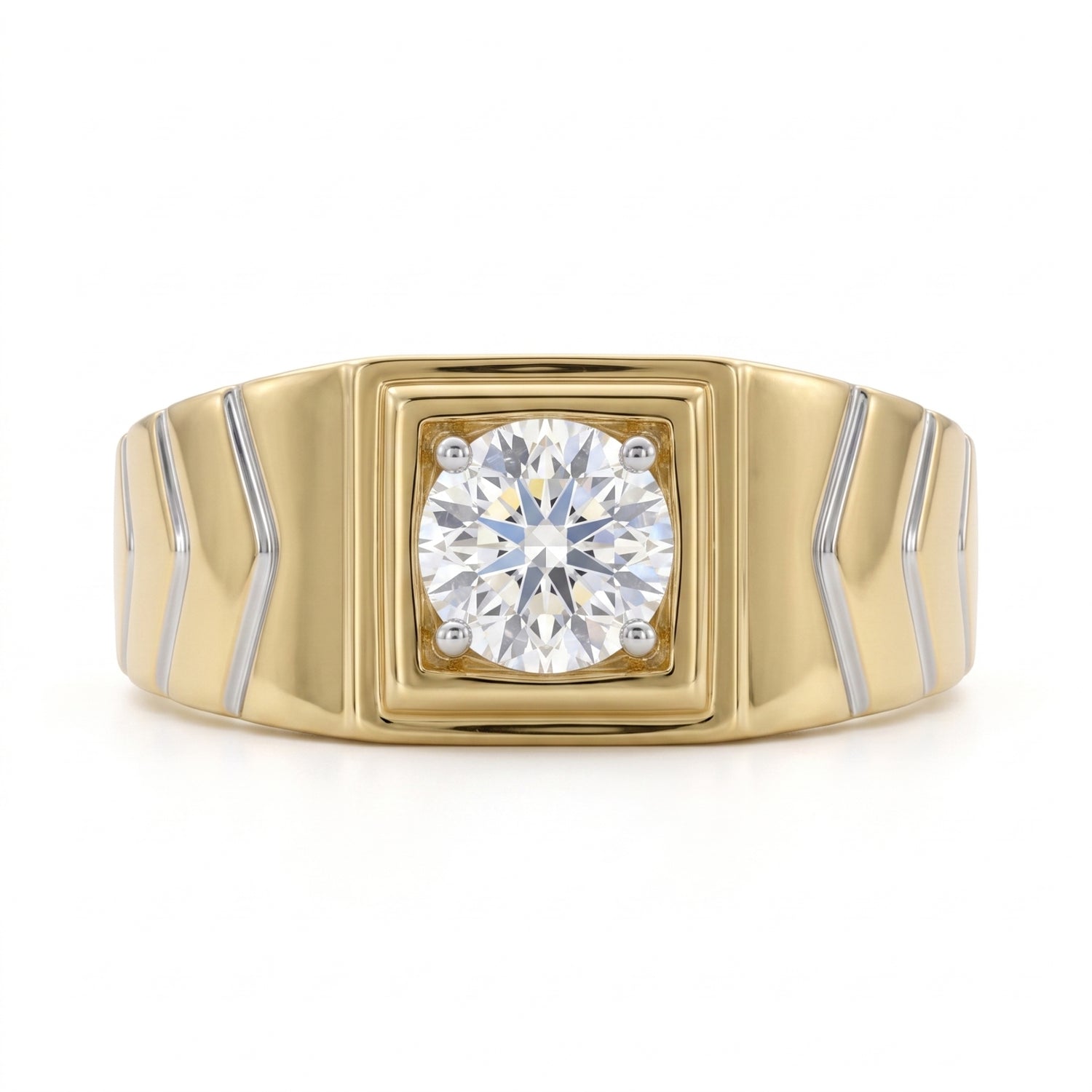 Men’s Chevron Pillar Lab Grown Diamond Ring
