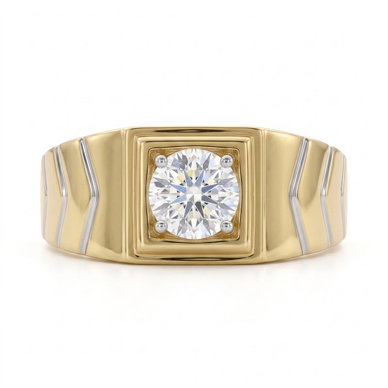 Men’s Chevron Pillar Lab Grown Diamond Ring